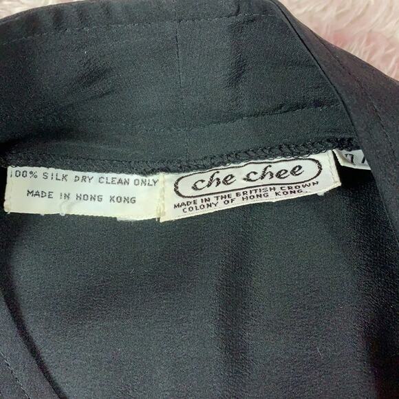 Vintage 60s Che Chee black silk midi dress, 7/8 - Picture 5 of 5